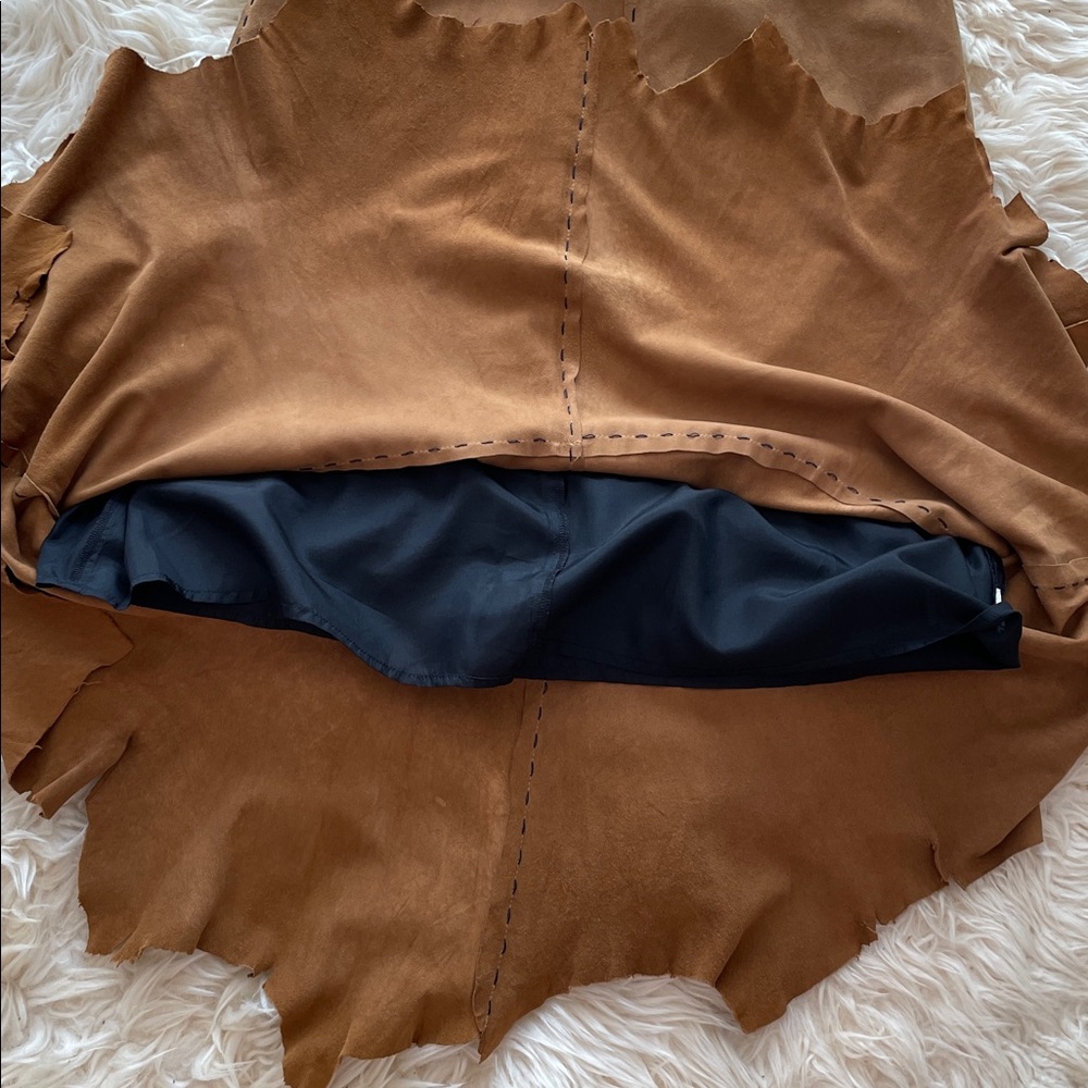 VTG.Easton Pearson Elegant Gold Brown Kid Suede Silk Lining Maxi Skirt - Picture 8 of 12